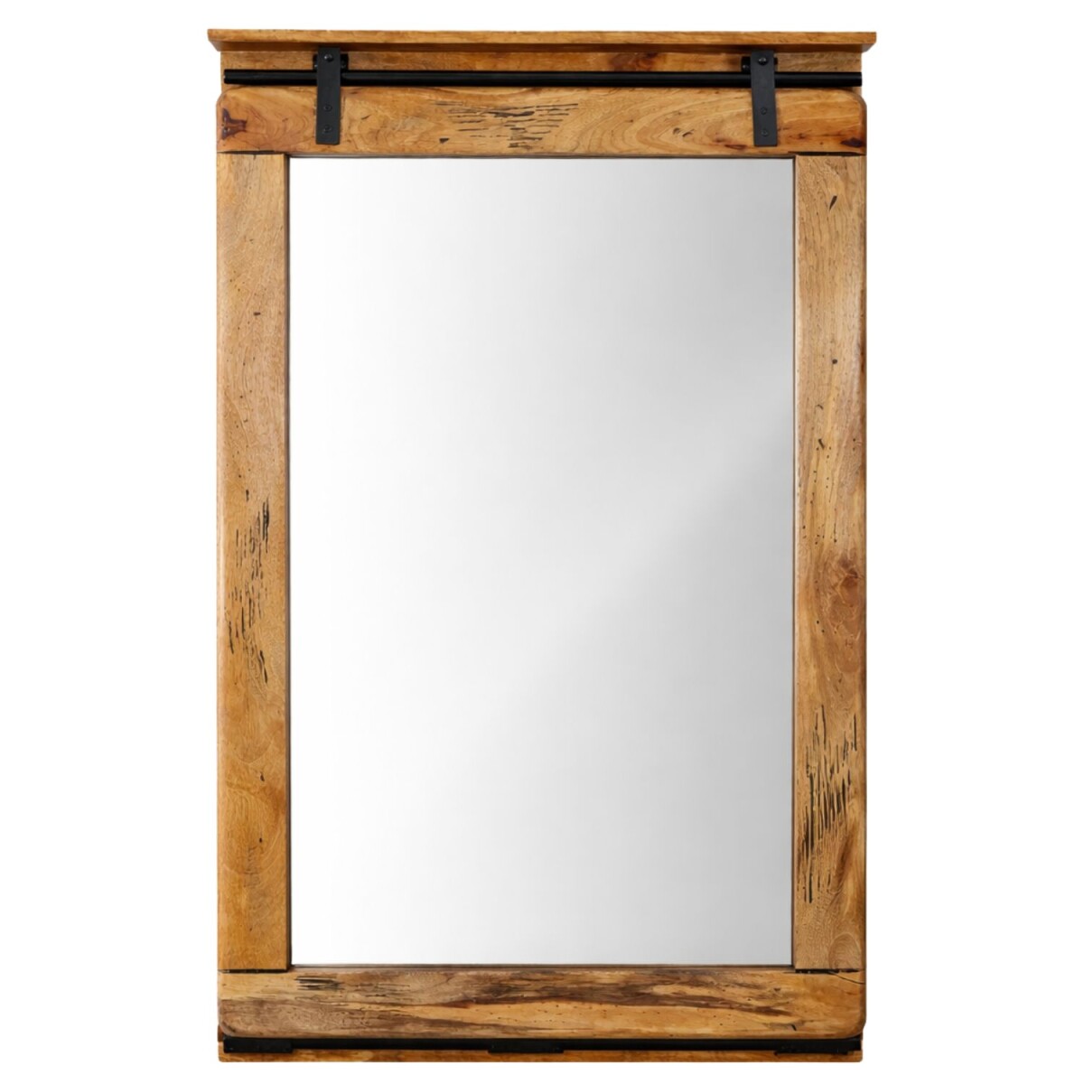 EFGH Industrial Vintage Solid Wood Wall Mirror, 114 cm