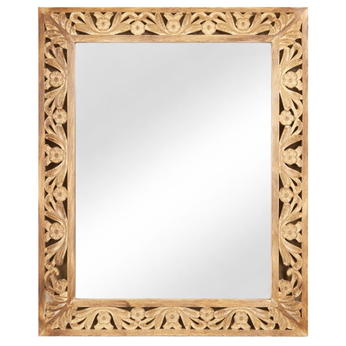 Kirpal Natural Oriental Solid Wood Wall Mirror, 79 cm