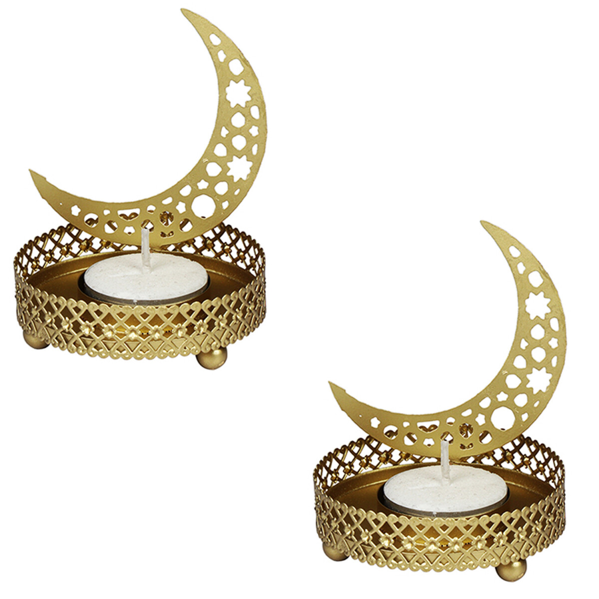 Set of 2 Moon-Shaped Tealight Holders, 8 box