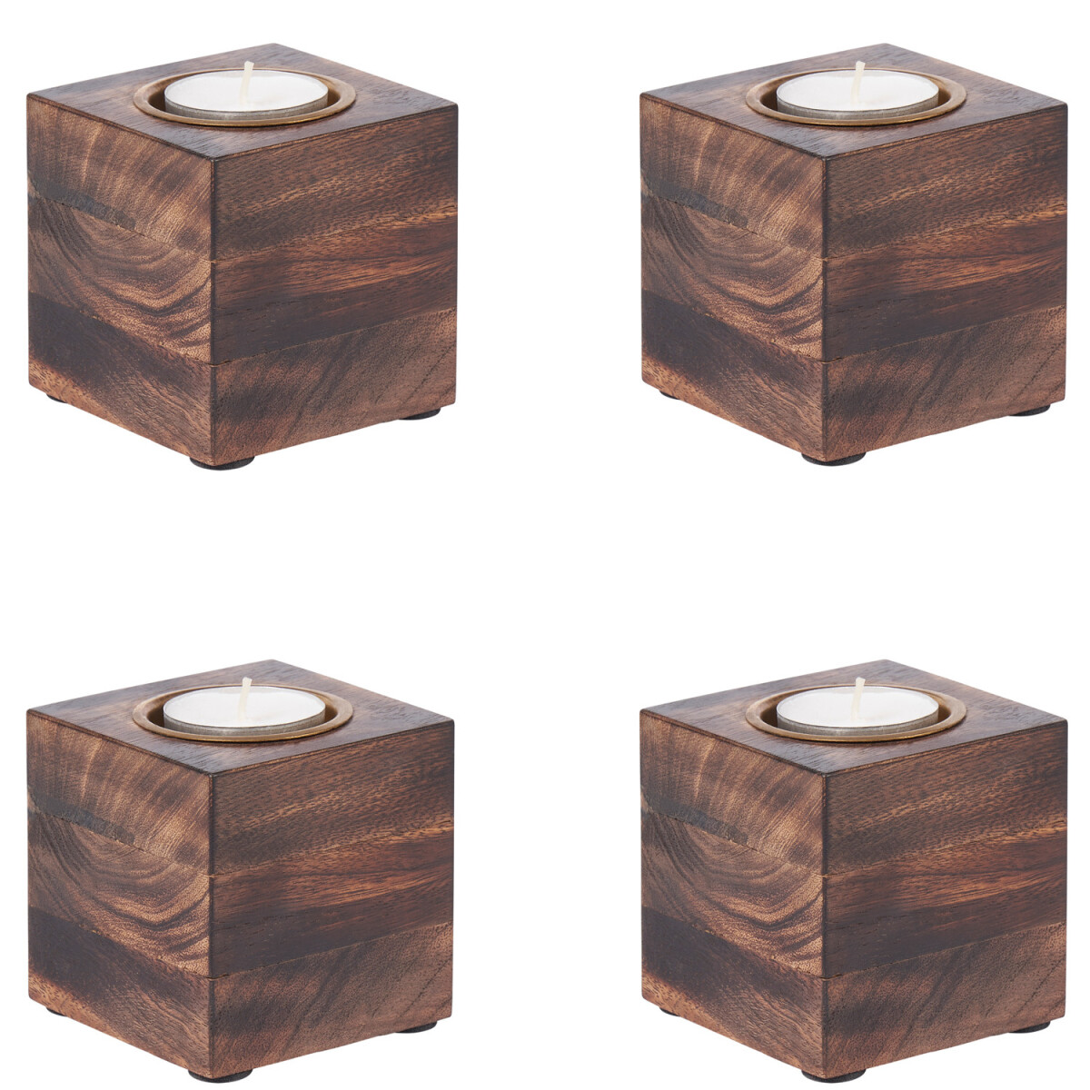 Set of 4 Wooden Tealight Holders for Tab box
