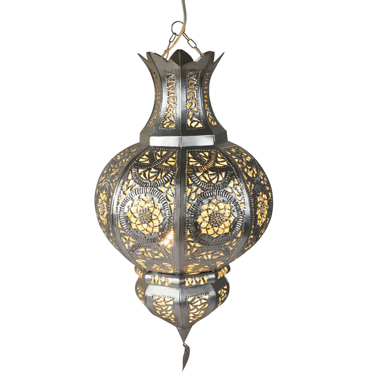 Kumira Silver 60cm Pendant Light | Moroccan Metal Lamp