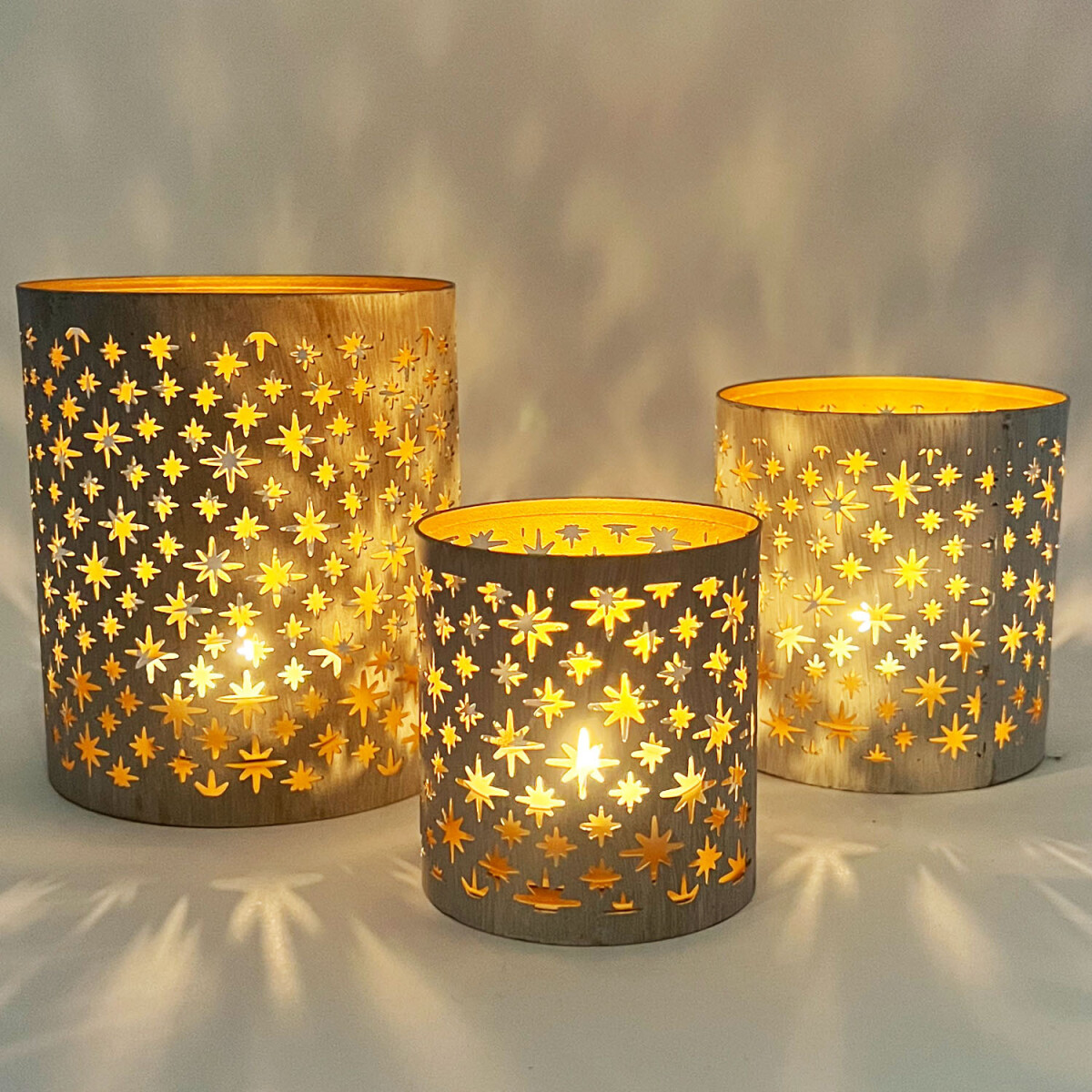 Set of 3 Oriental Garden Lantern Tealight Holders, Hamman...