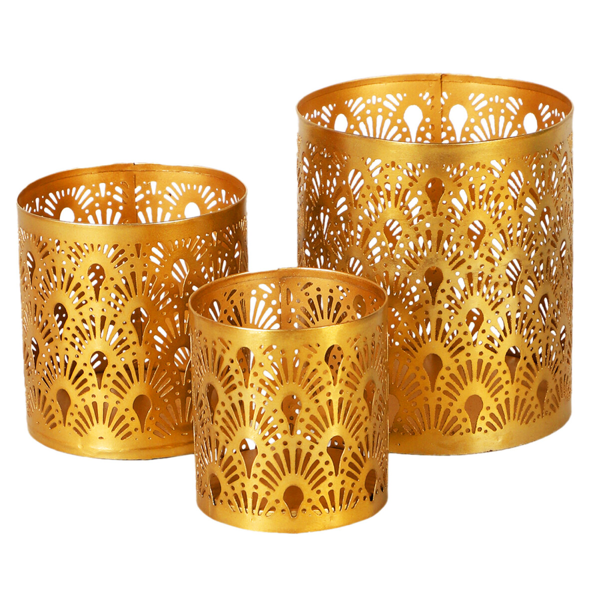 Set of 3 Zalia Gold Oriental Tealight Ho box