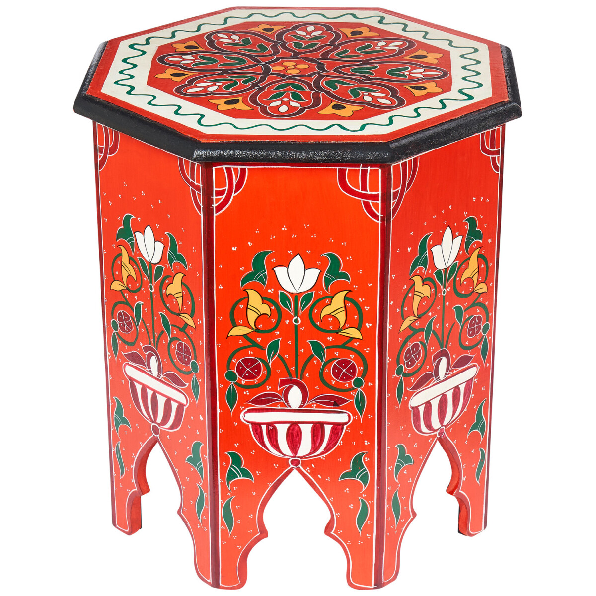 Oriental Side Table with Flower-Patterne box