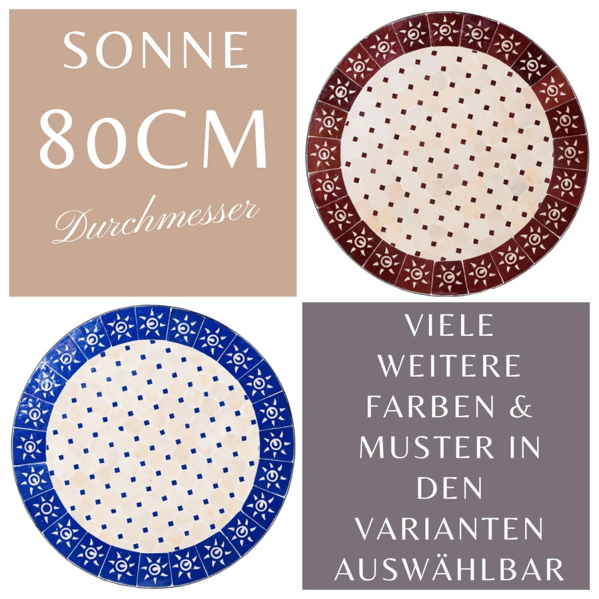 Moroccan Mosaic Table "Sun" 80 cm |...