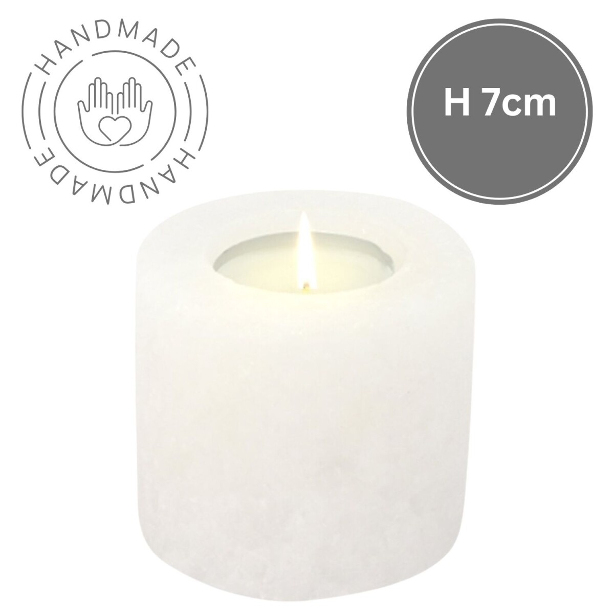 White Line Cylinder Salt Crystal Tealight Holder | Handcraft