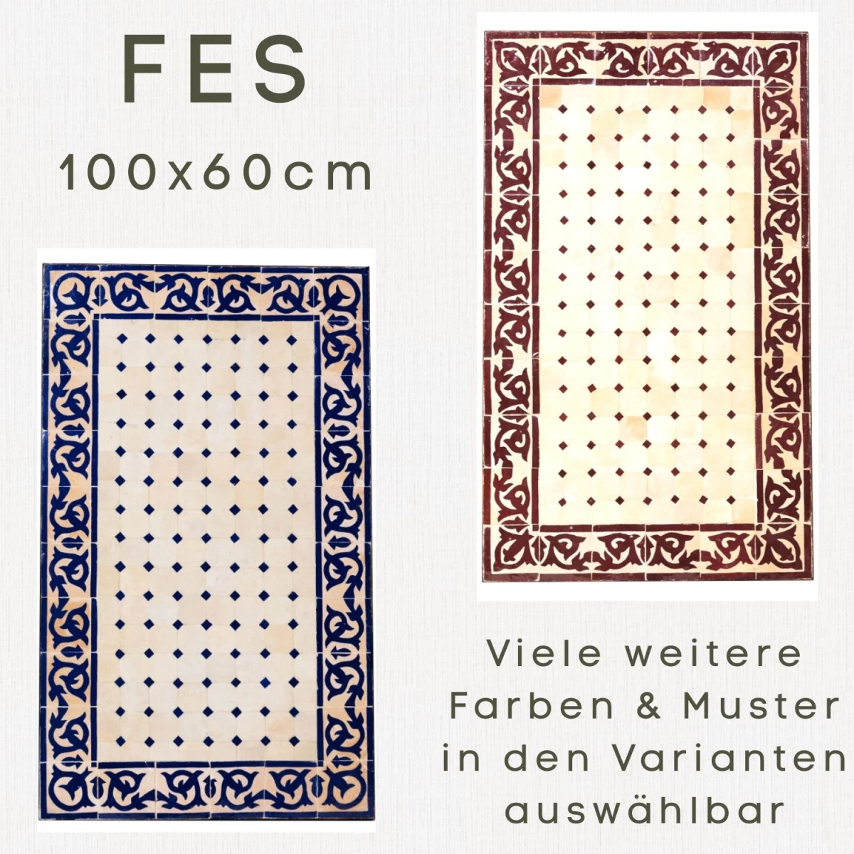 Moroccan Mosaic Table, Fes, 100x60 cm | Handcrafted
