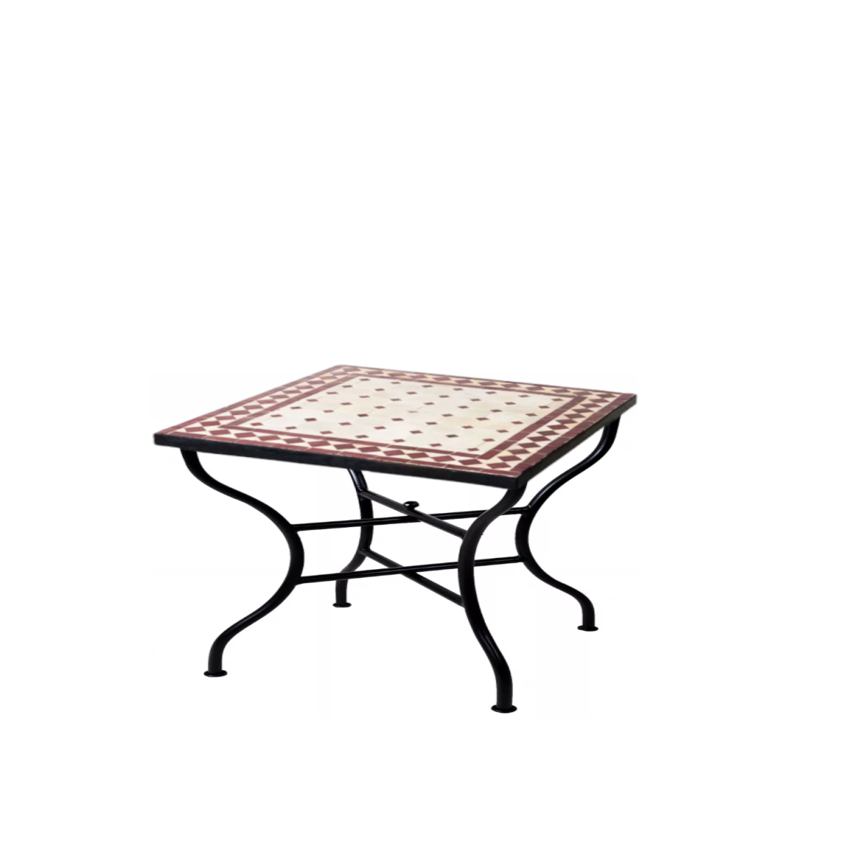 Moroccan Mosaic Table, Marrakech Beige Bordeaux, 50x50 cm, 4