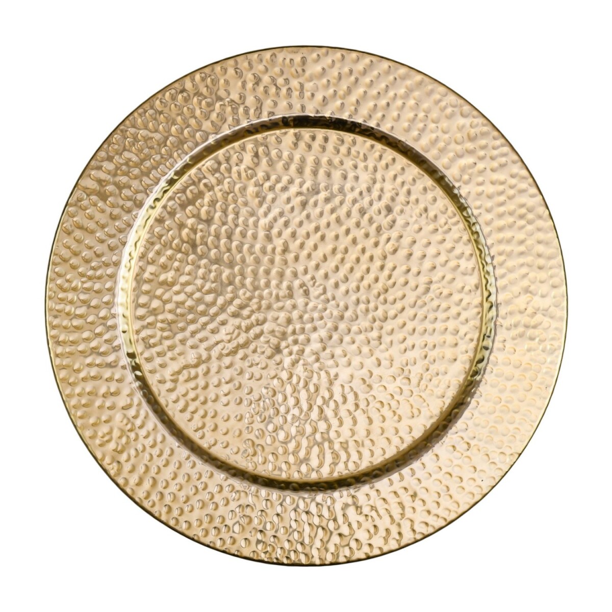 Gold-colored round aluminum tray, 60 cm, with an oriental de