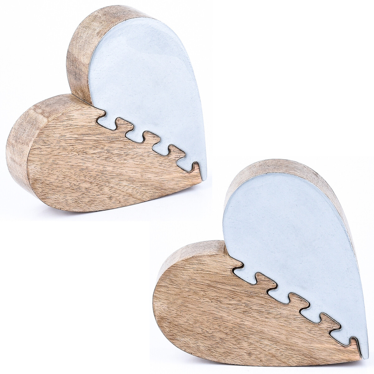 Set of 2 Decorative Displays: Heart-Shaped Puzzle Decorative