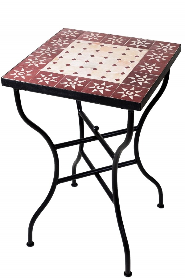 Moroccan Mosaic Table "Sun" Beige-Burgundy &Oslash