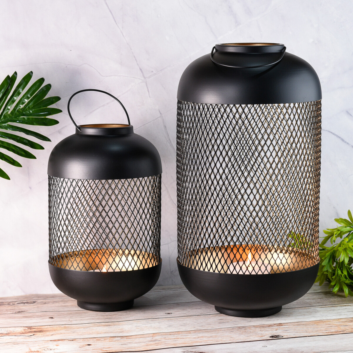 Set of 2 Garden Lanterns / Garden Tea Li box