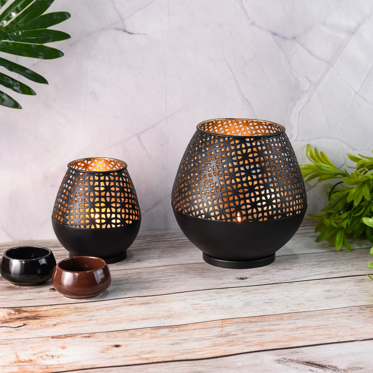 Set of 2 Scandinavian-style garden lante box