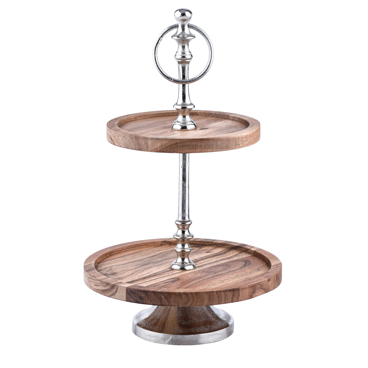 2-Tier Acacia Wood Etagere Serving Stand box