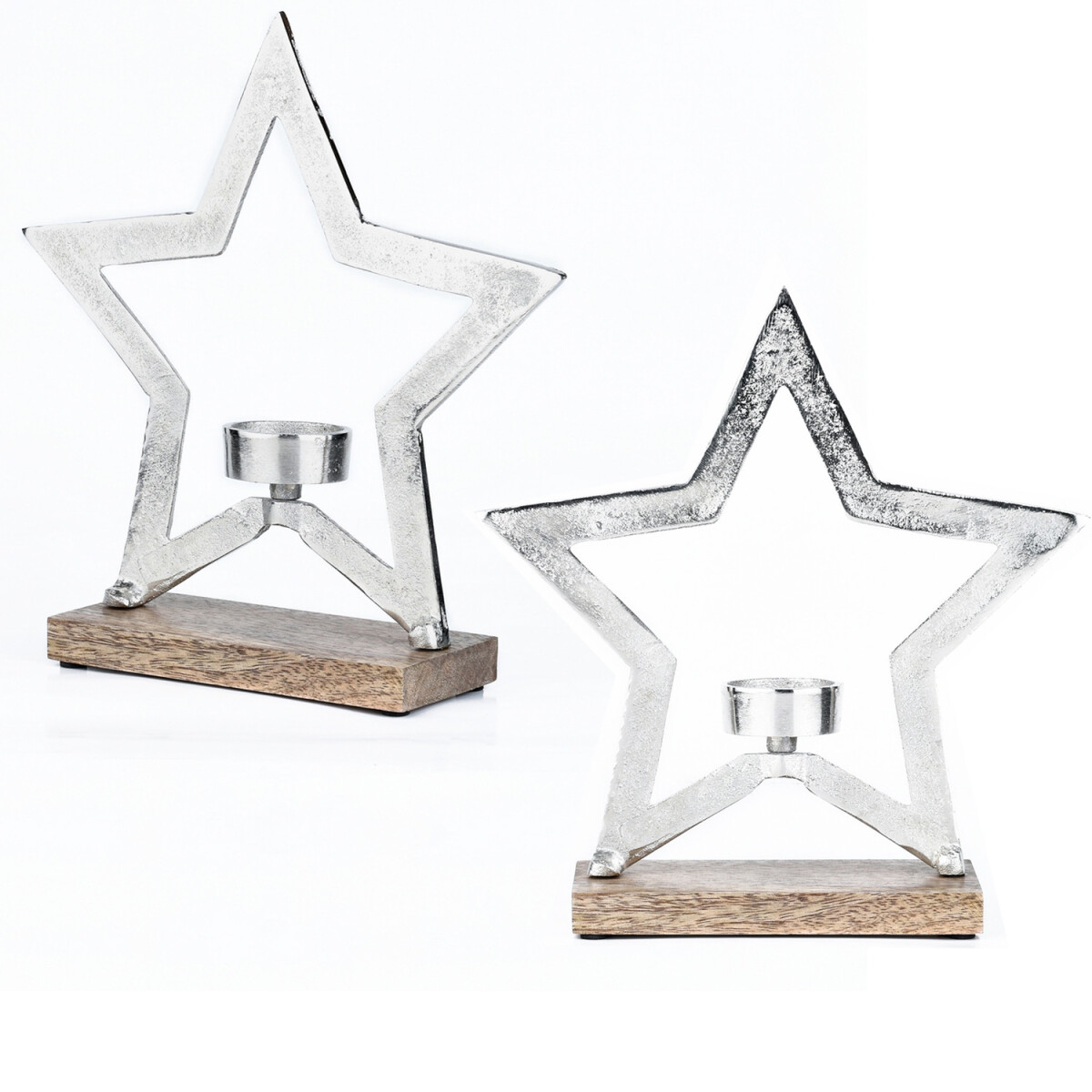 Set of 2 Star Decorative Stands, Silver  box