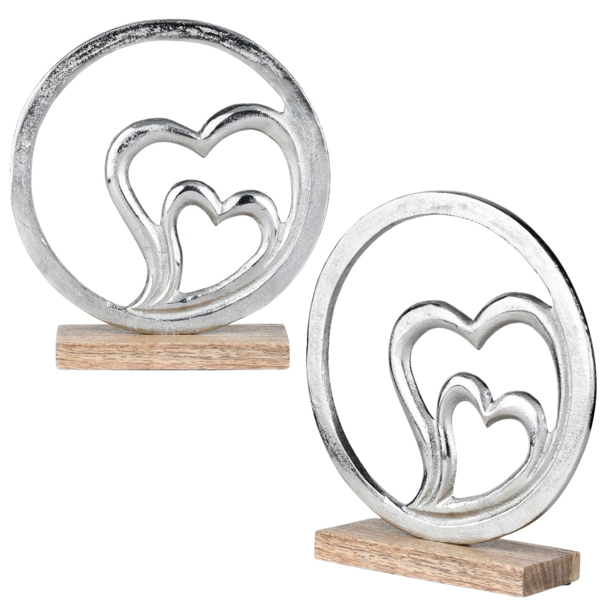 Set of 2 Love Decorative Figurines, Silv box