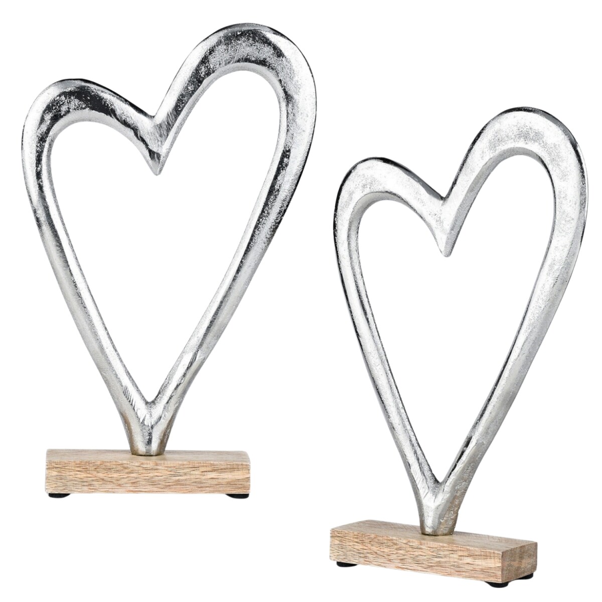 Set of 2 Heart-Shaped Decorative Stands, Silver Amour -12-