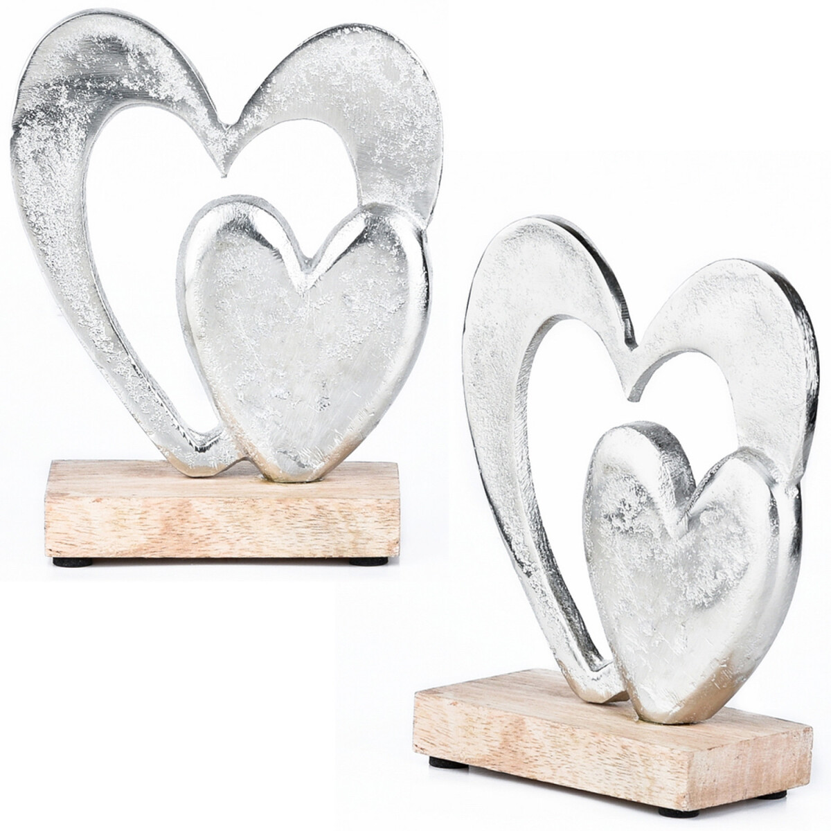 Set of 2 Love Decorative Figurines, Silv box