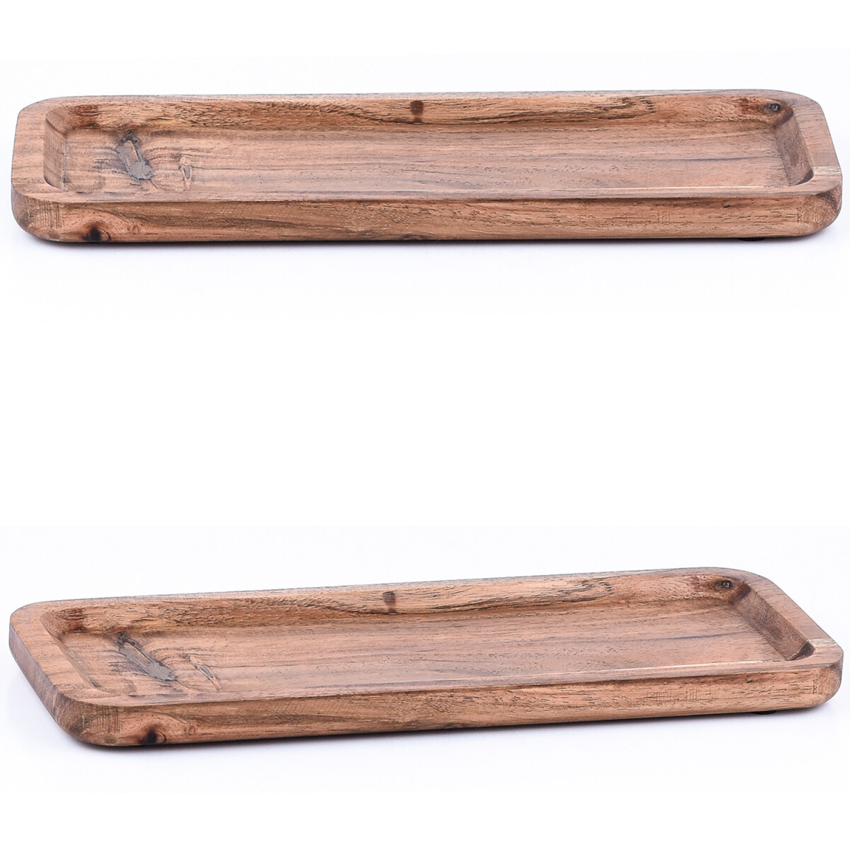 Set of 2 Acacia Wood Serving Trays, Anea, 28x11 cm