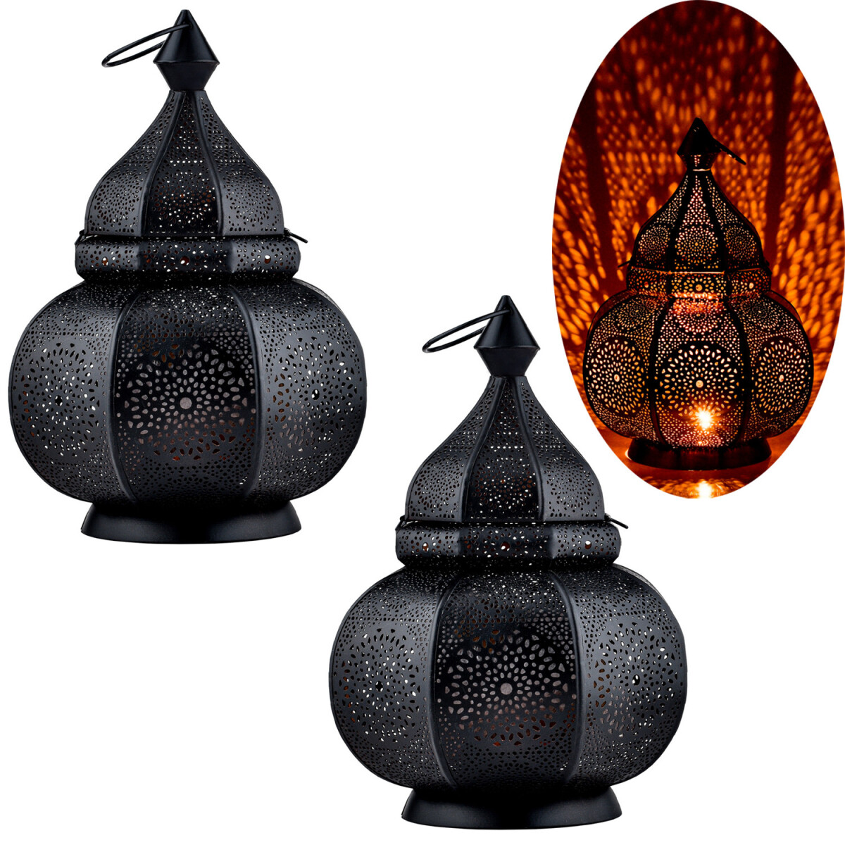 Set of 2 Oriental Lantern Table Lamps by box