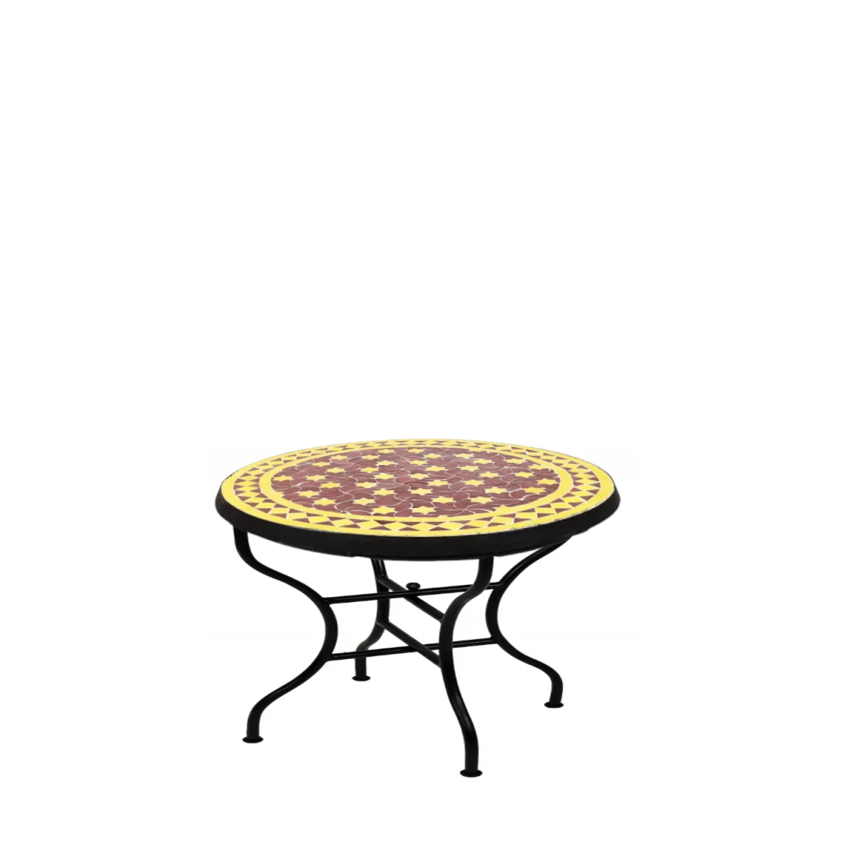 Moroccan Mosaic Table "Estrella" Bordeaux Yellow,
