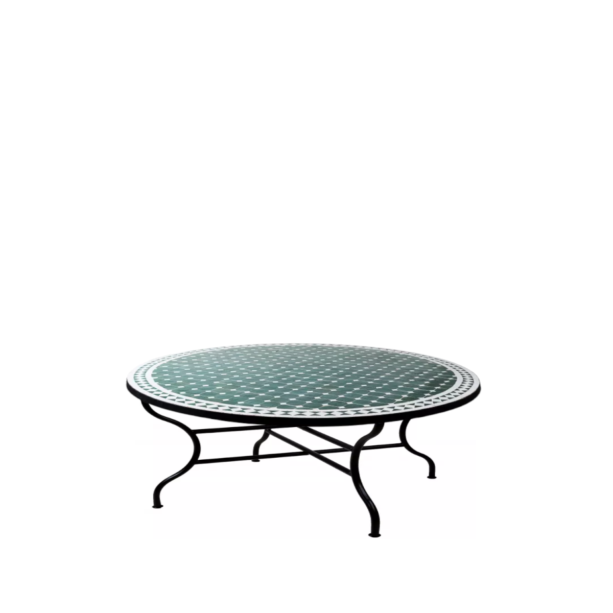 Moroccan Mosaic Table, Marrakech Green and White, 120 cm dia