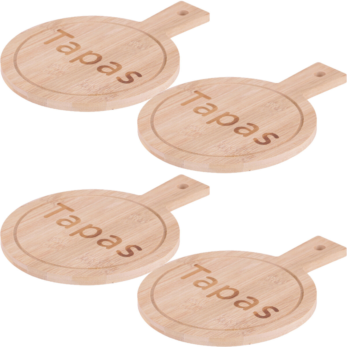 Set of 4 Bamboo Tapas Snack Plates for S box