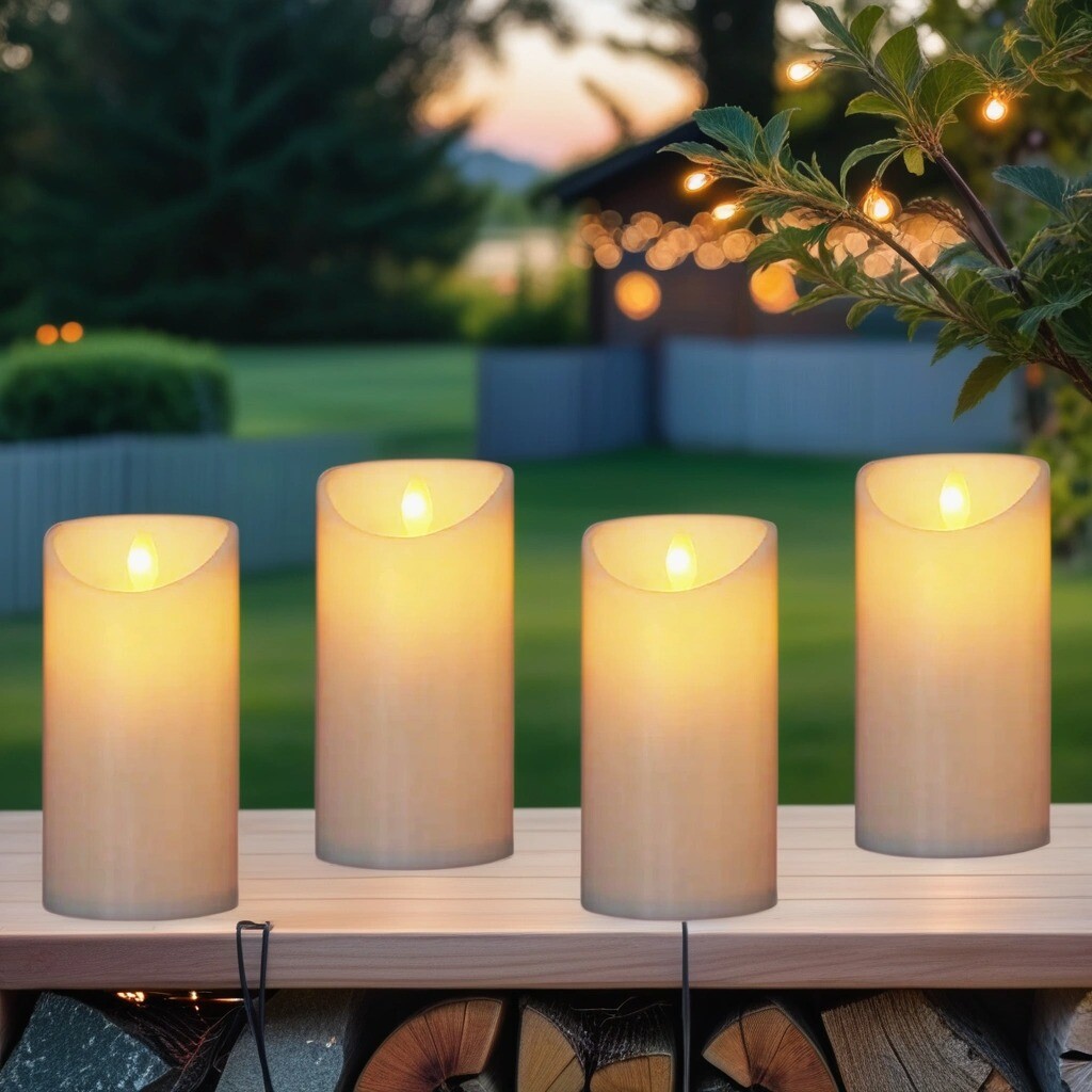Set of 4 Vintage Real Wax LED Candles, 15 cm