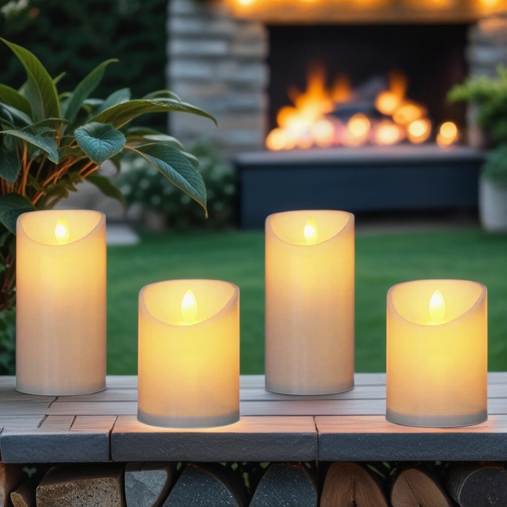 Set of 4 Vintage Real Wax LED Candles (10 cm + 15 cm)