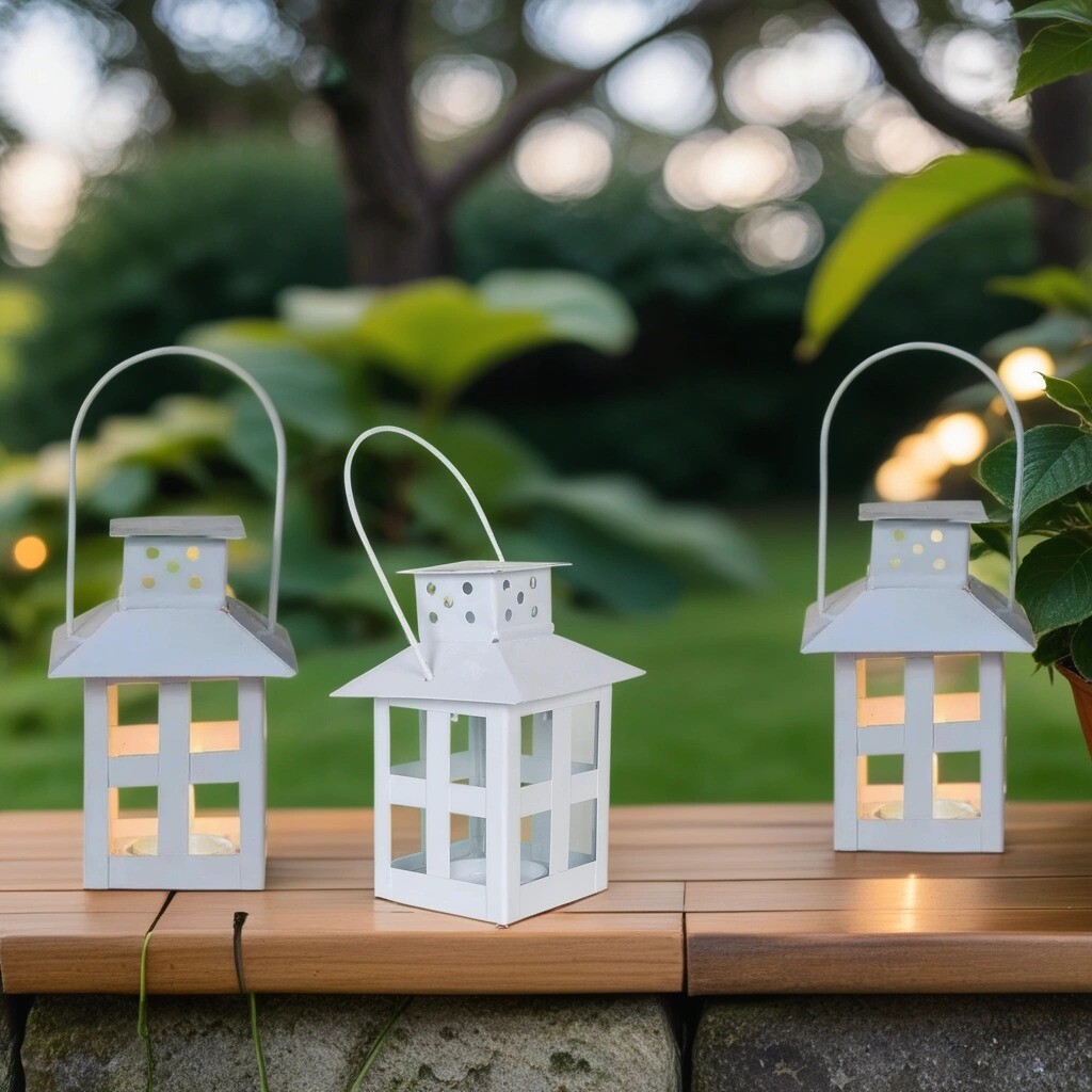 Set of 3 Scandinavian-style Mini Lanterns, Skagen White
