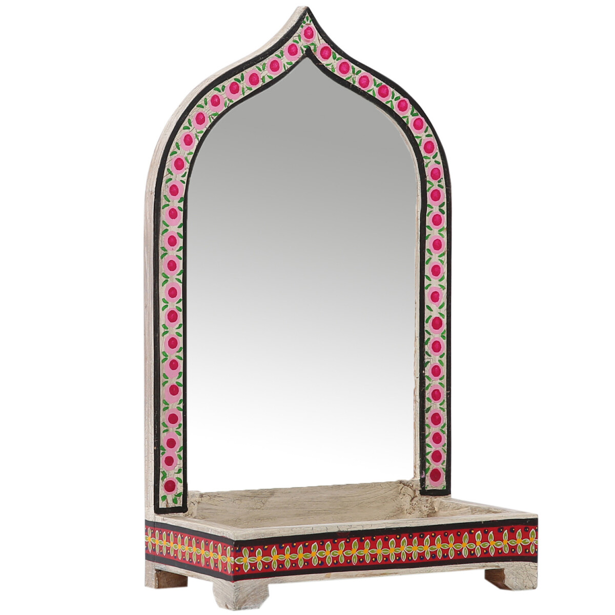 Oriental Decorative Makeup Mirror, Woode box