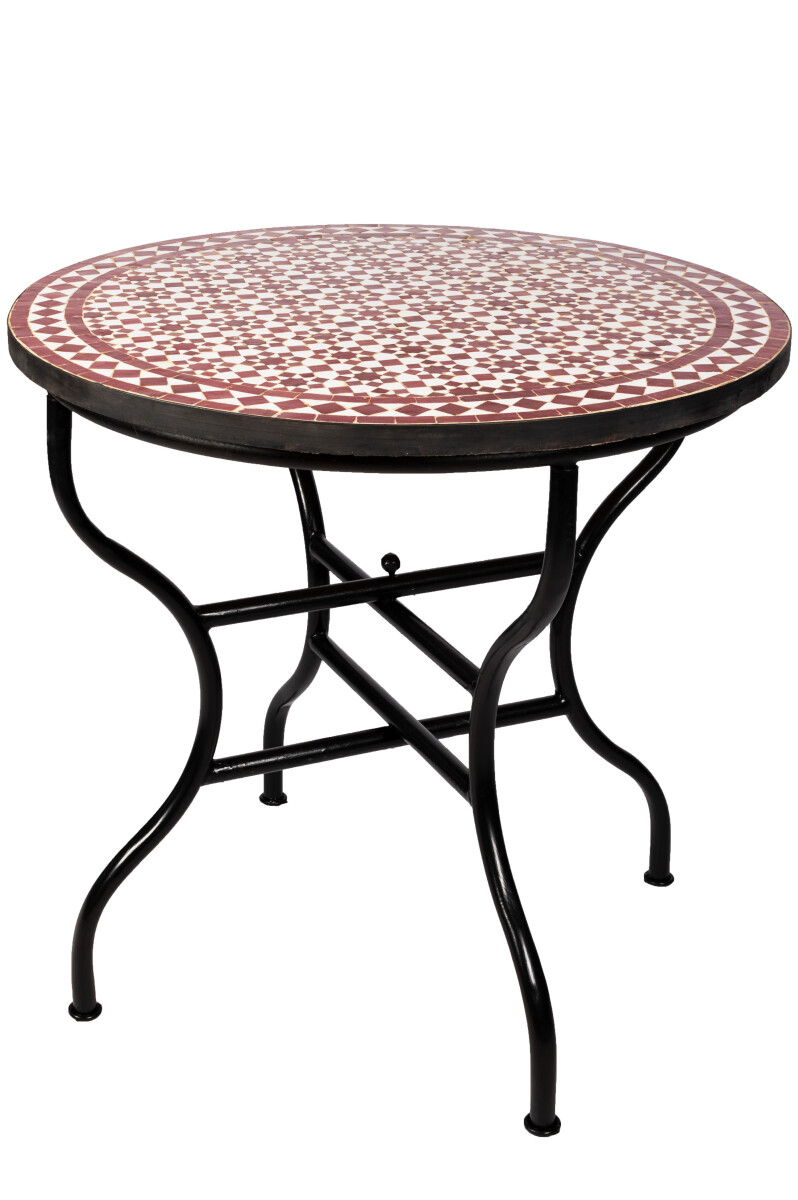 Moroccan Mosaic Table Albaicin Bordeaux Natural 100 cm | Han