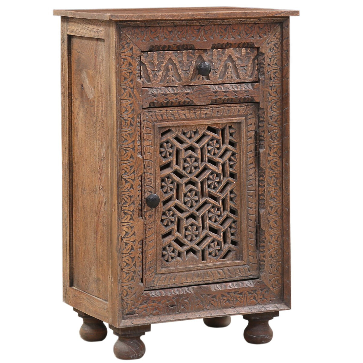 Oriental Vintage Nightstand Side Table P box