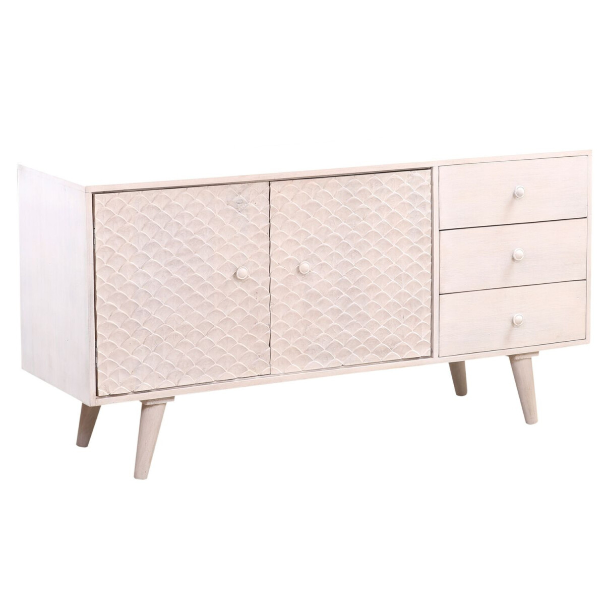 Boho TV Cabinet Bench Lowboard Mathis Wh box