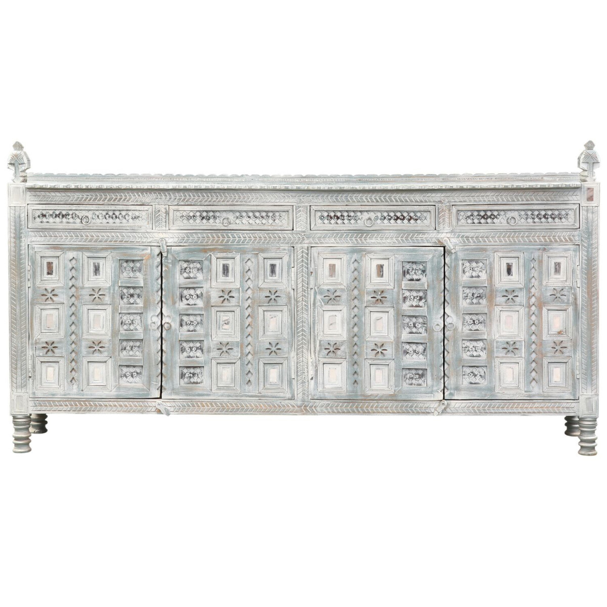 Hajiba Vintage Oriental Sideboard, Gray, box