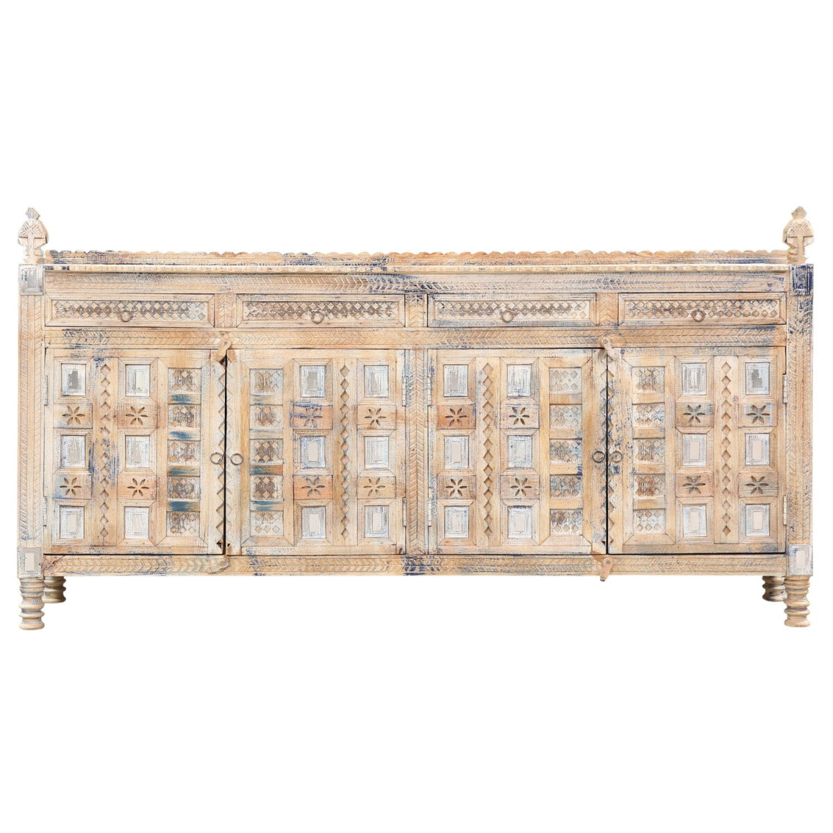 Hajiba White Oriental Vintage Sideboard, box