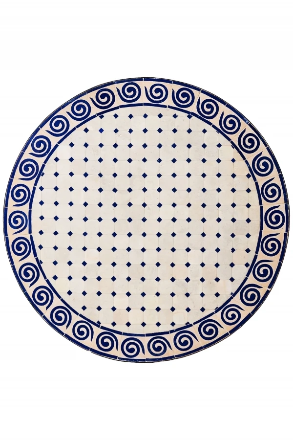 Moroccan Mosaic Table, Spiral, Beige and 17_2nd