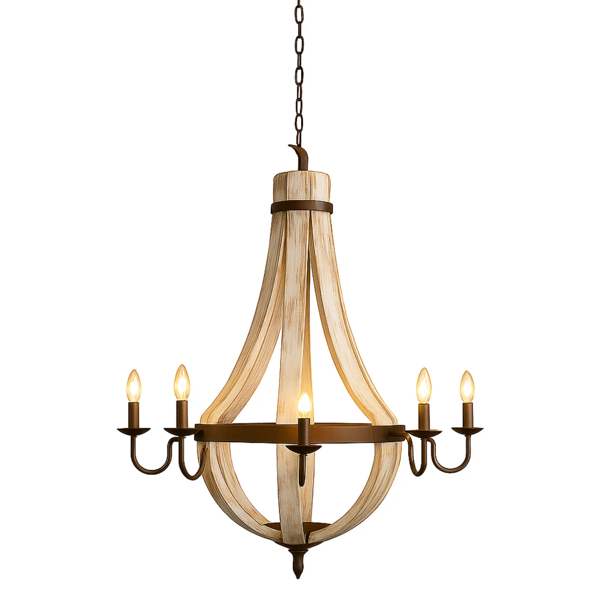Abdallah Wood and Metal Chandelier, 93 cm | Indian Shabby Ch