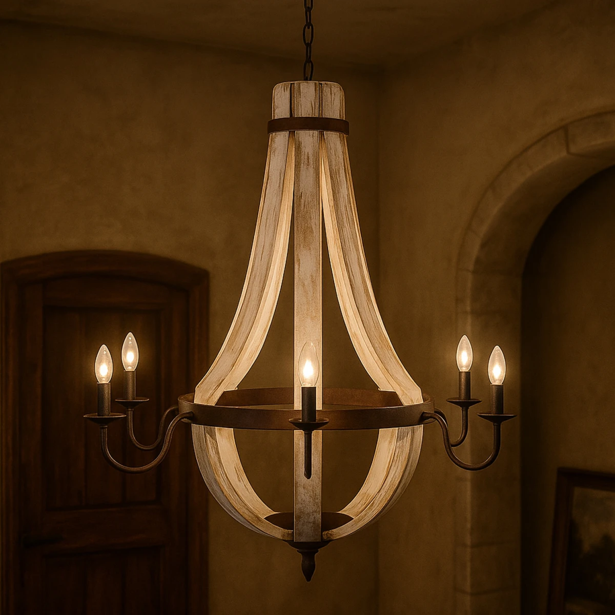 Abdallah Wood and Metal Chandelier, 93 c 4_2nd