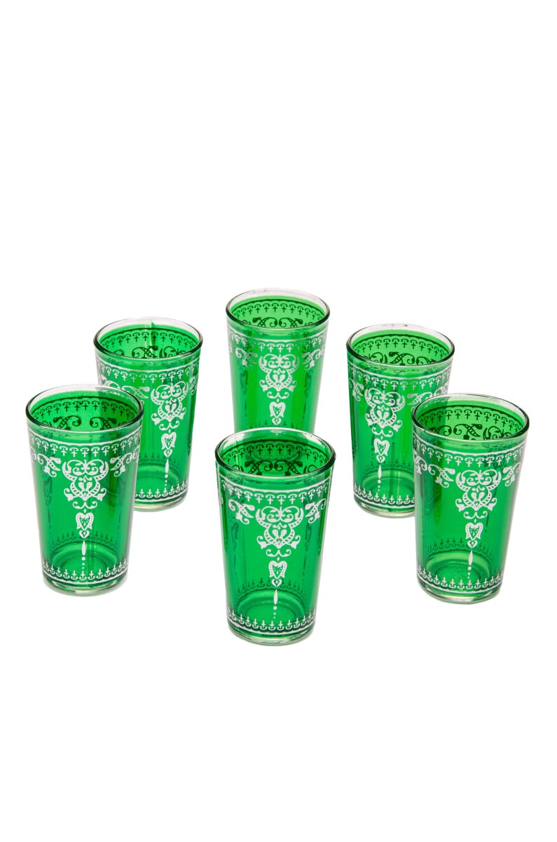 6 Orient Tea Glasses, Andalous Green - S box