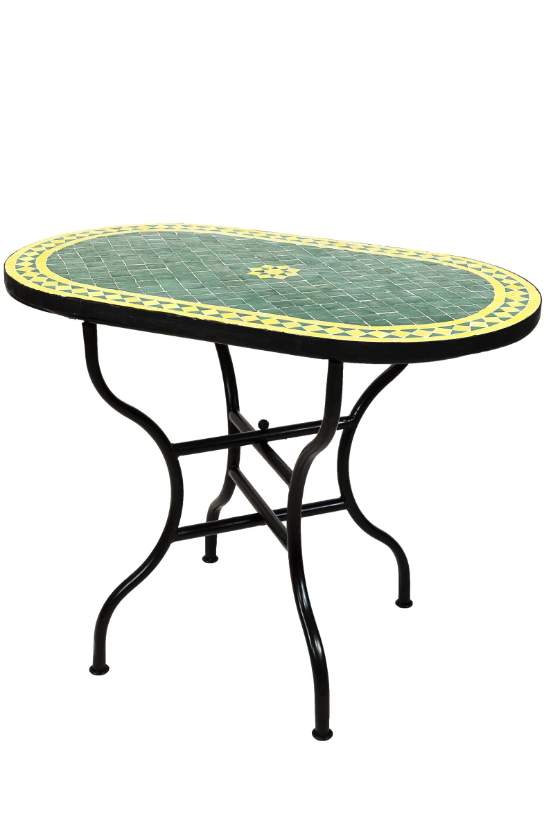 Moroccan Mosaic Table, Bilbao Green and Yellow, 100x60cm | H