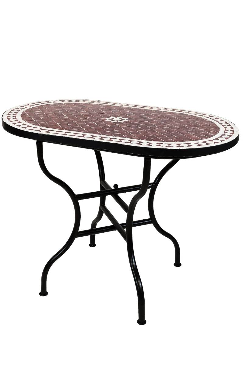 Moroccan Mosaic Table Bilbao Bordeaux White 100x60cm | Handc
