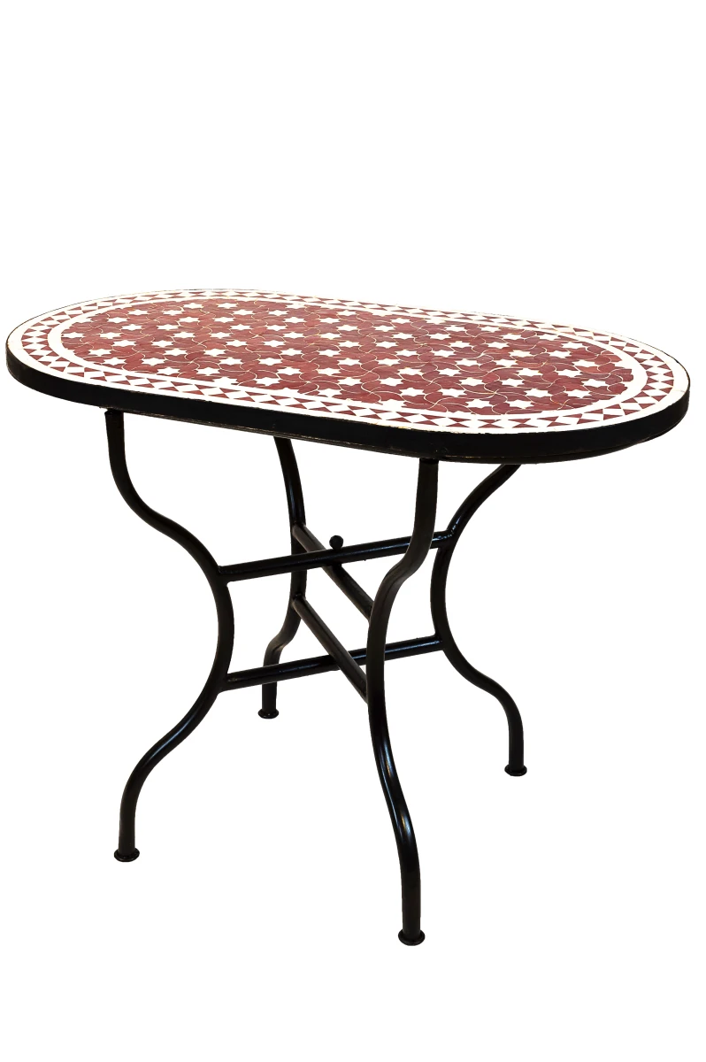 Moroccan Mosaic Table Estrella Bordeaux White 100x60cm | Han