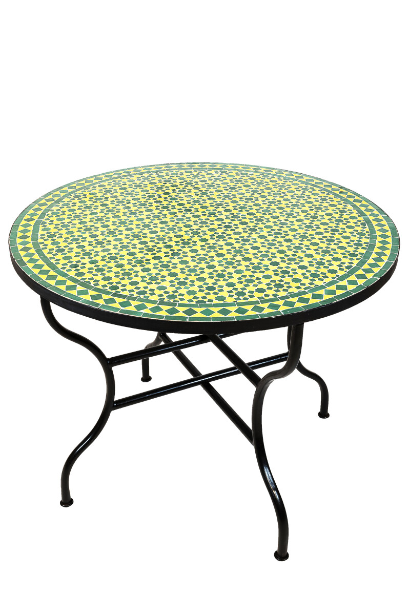 Moroccan Mosaic Table, Albaicin Green and Yellow, 100 cm | H
