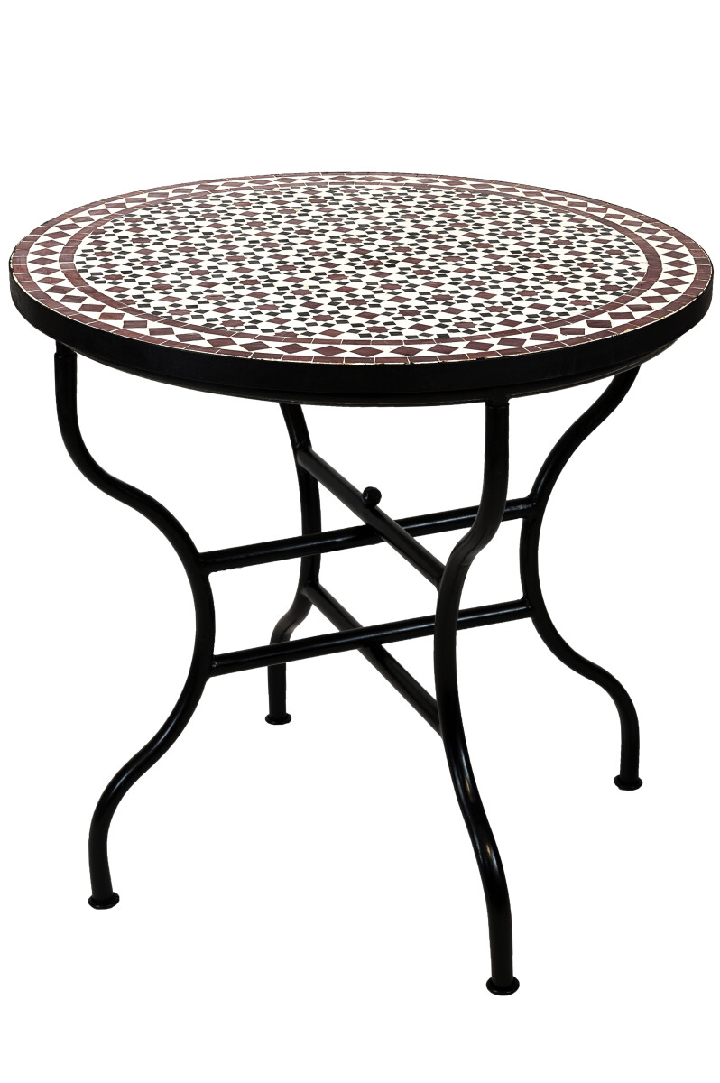 Moroccan Mosaic Table Albaicin Black, White, and Bordeaux, 8