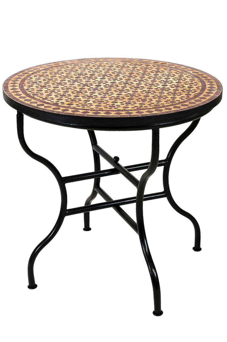 Moroccan Mosaic Table Albaicin Beige Bordeaux 80 cm | Handcr