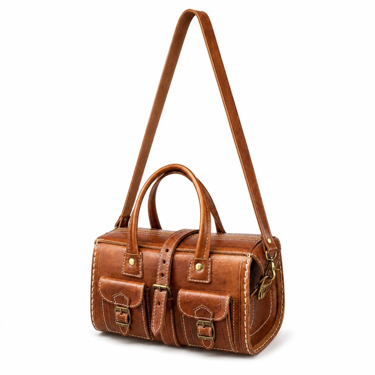 Moroccan Leather Travel Bag Safara - Med box