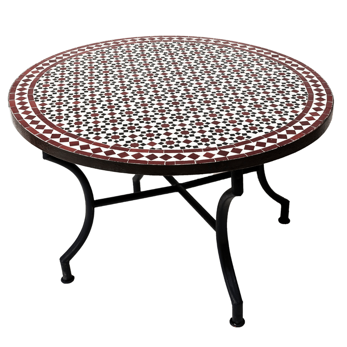 Moroccan Mosaic Table Albaicin Black, White, Bordeaux, 100 c