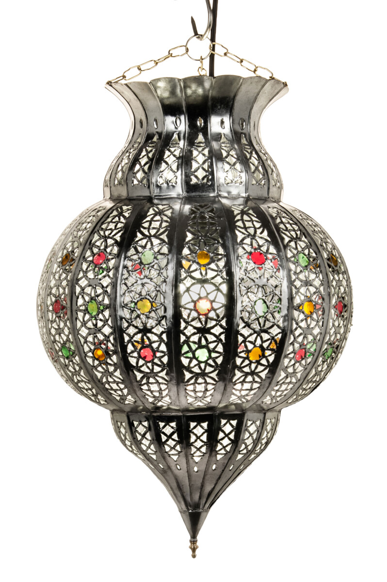 Jilan Silver Pendant Light, 42 cm | Moroccan Metal Lamp