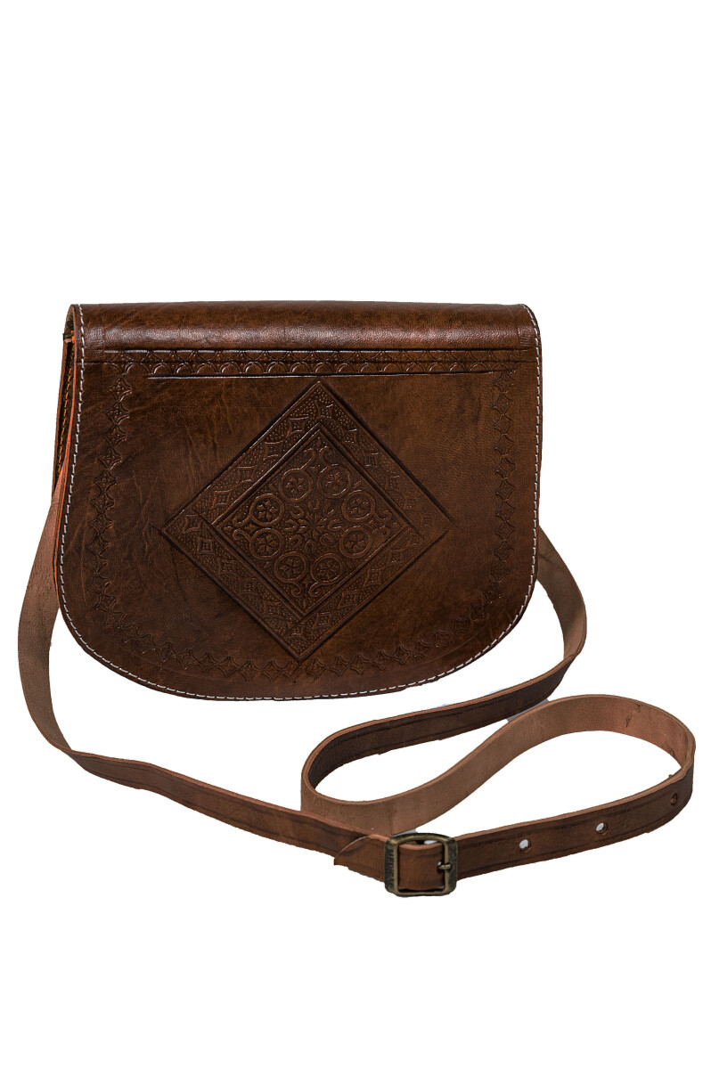 Moroccan Leather Handbag Fes - Dark Brow box